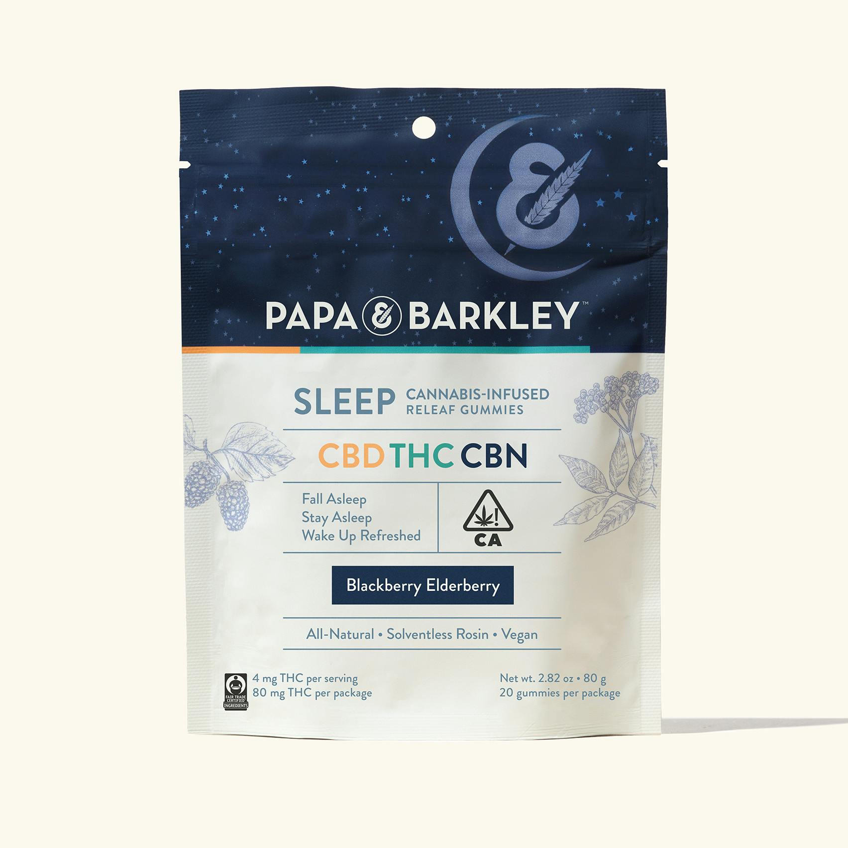 PB CA CBN Sleep Gummies Pouch Product Image PDP Main Gallery Cream 01