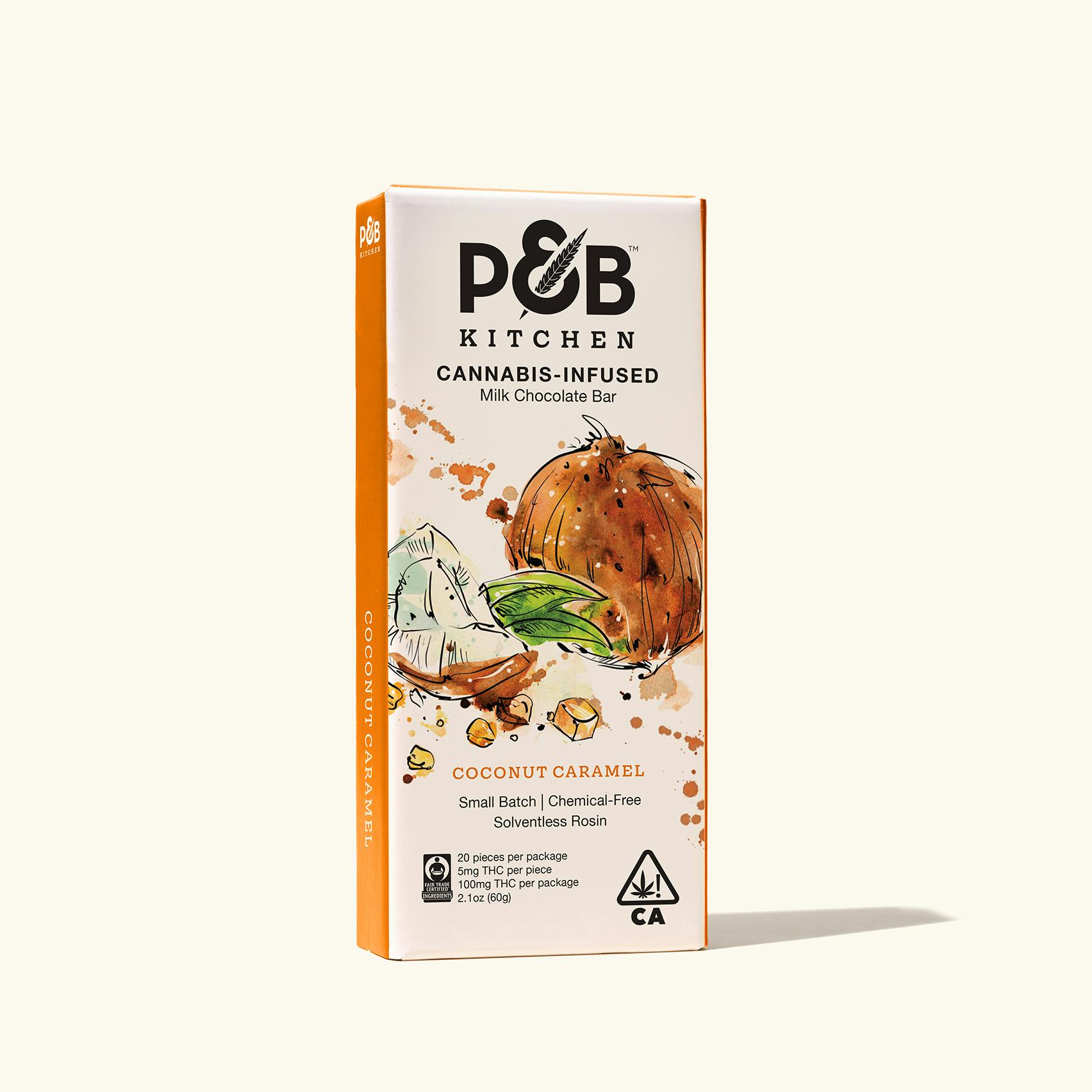 PB Kitchen Coconut Caramel Chocolate Bar Box Product Image PDP Main Gallery Cream 01